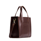 Chocolate Brown | Structured mid-size tote bag with overlapping panels and crossbody strap