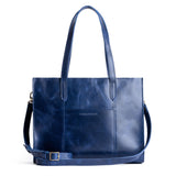 Cowboy Blue East/West | Structured wide tote bag with overlapping panels and crossbody strap