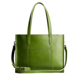 Green Apple East/West | Structured wide tote bag with overlapping panels and crossbody strap