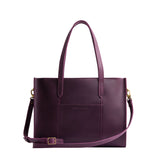 Larkspur East/West | Structured wide tote bag with overlapping panels and crossbody strap