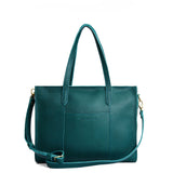 Sea Glass East/West | Structured wide tote bag with overlapping panels and crossbody strap