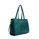 Sea Glass East/West | Structured wide tote bag with overlapping panels and crossbody strap