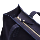 Velvet Blue | Closeup of tote bag's zipper closure