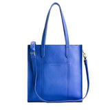 Astro Blue North/South | Structured large tote bag with overlapping panels and crossbody strap
