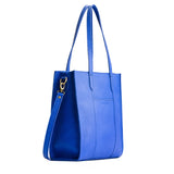 Astro Blue North/South | Structured large tote bag with overlapping panels and crossbody strap