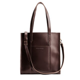 Chocolate Brown North/South | Structured large tote bag with overlapping panels and crossbody strap
