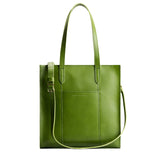 Green Apple North/South | Structured large tote bag with overlapping panels and crossbody strap