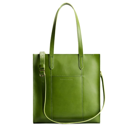 Green Apple*North/South | Structured large tote bag with overlapping panels and crossbody strap