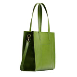 Green Apple North/South | Structured large tote bag with overlapping panels and crossbody strap