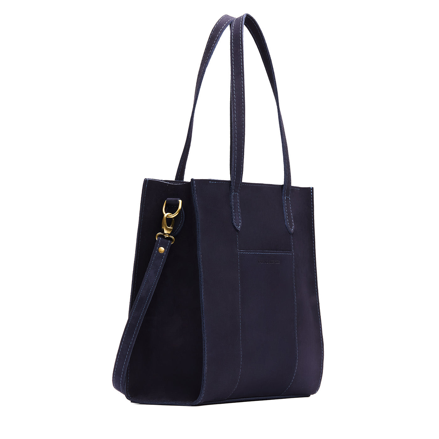 Velvet Blue*North/South | Structured large tote bag with overlapping panels and crossbody strap