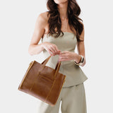 Asheville | Structured mid-size tote bag with overlapping panels and crossbody strap