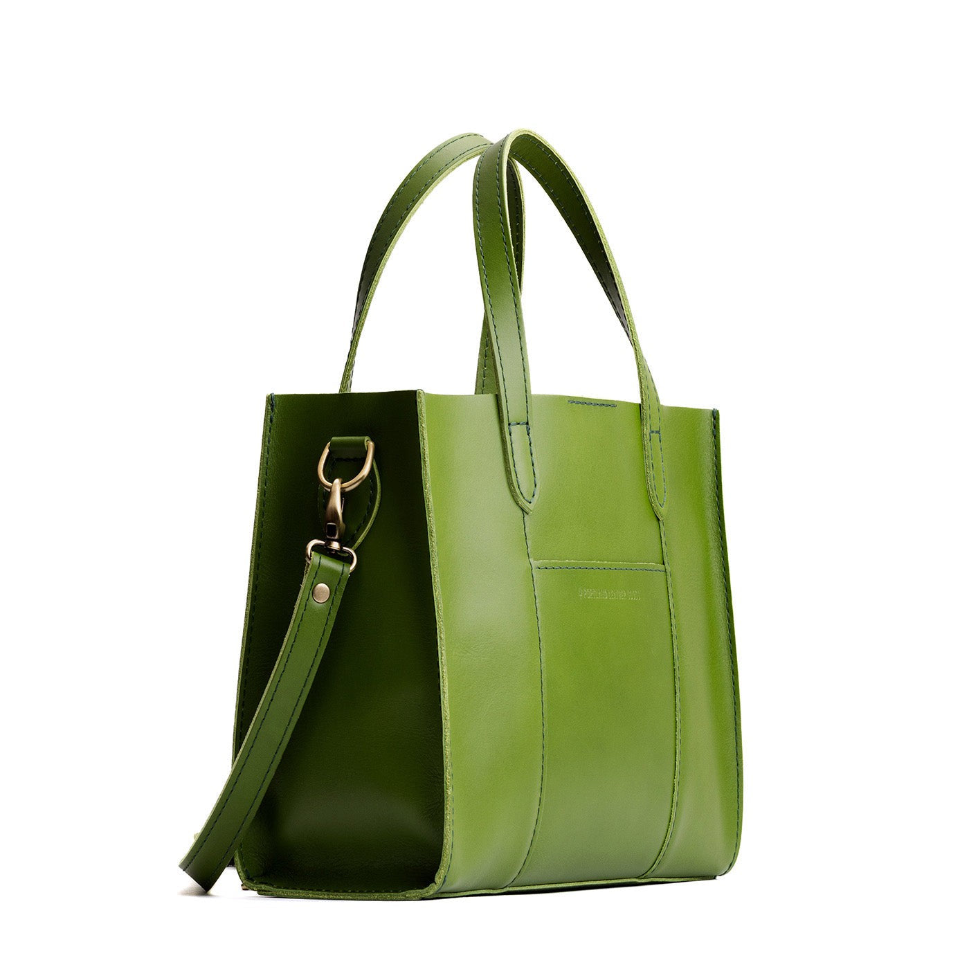 Green Apple | Structured mid-size tote bag with overlapping panels and crossbody strap