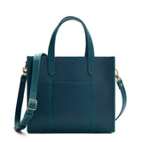Westward Blue Classic | Structured mid-size tote bag with overlapping panels and crossbody strap
