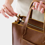 Asheville Zipper | Structured mid-size tote bag with overlapping panels and crossbody strap