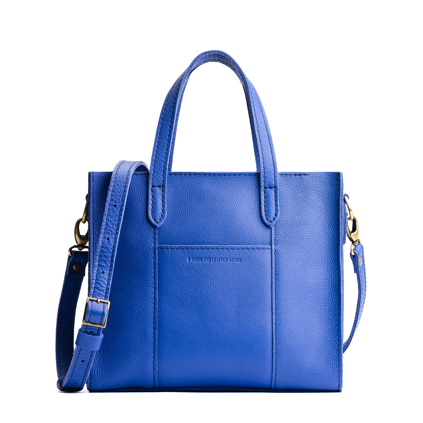 Astro Blue*Zipper | Structured mid-size tote bag with overlapping panels and crossbody strap