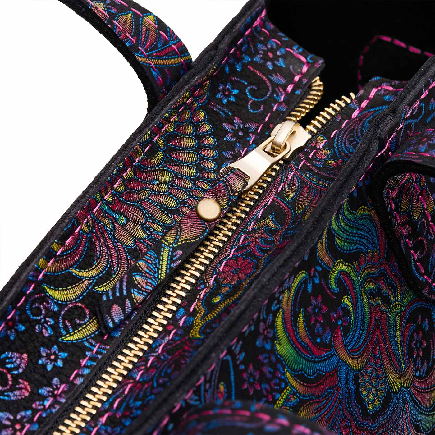 Carnival*Zipper | Structured mid-size tote bag with overlapping panels and crossbody strap
