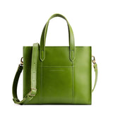Green Apple Zipper | Structured mid-size tote bag with overlapping panels and crossbody strap