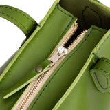 Green Apple Zipper | Structured mid-size tote bag with overlapping panels and crossbody strap