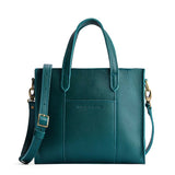 Sea Glass Zipper | Structured mid-size tote bag with overlapping panels and crossbody strap