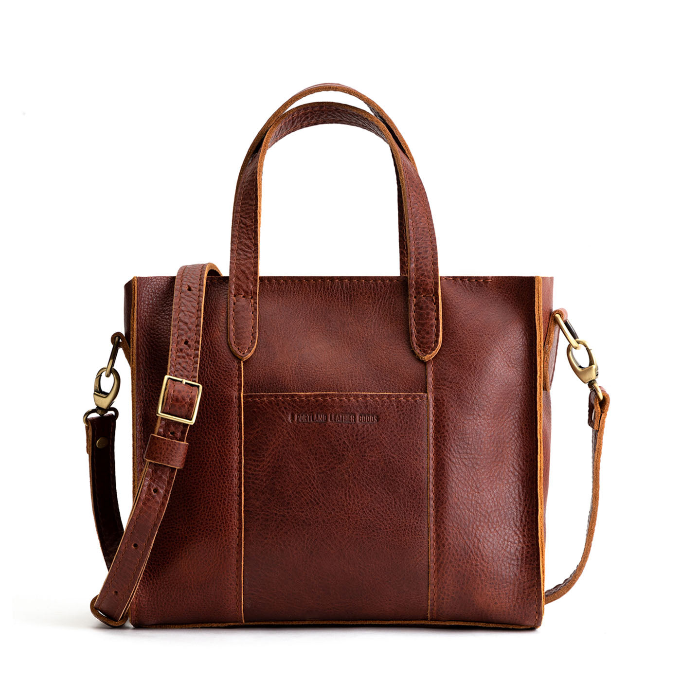 Nutmeg*Zipper | Structured mid-size tote bag with overlapping panels and crossbody strap