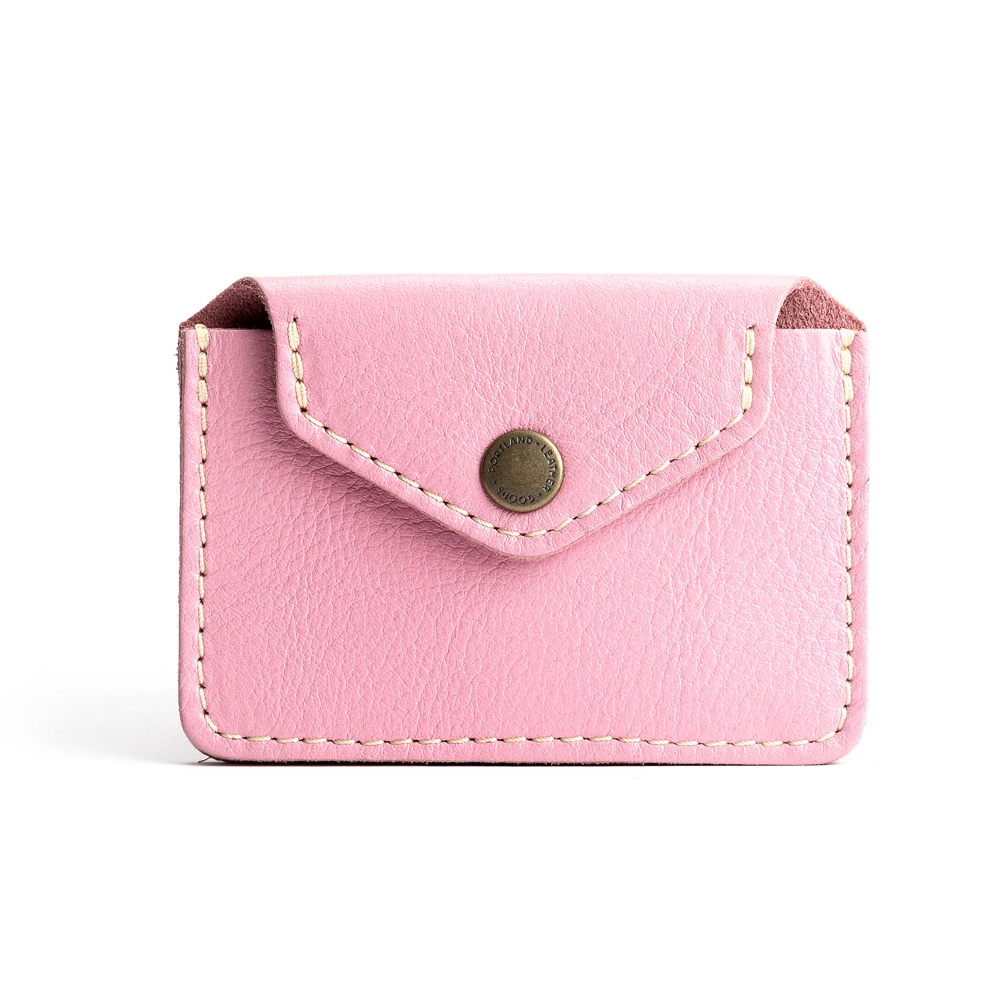 Vintage Pink | Small leather wallet with snap closure