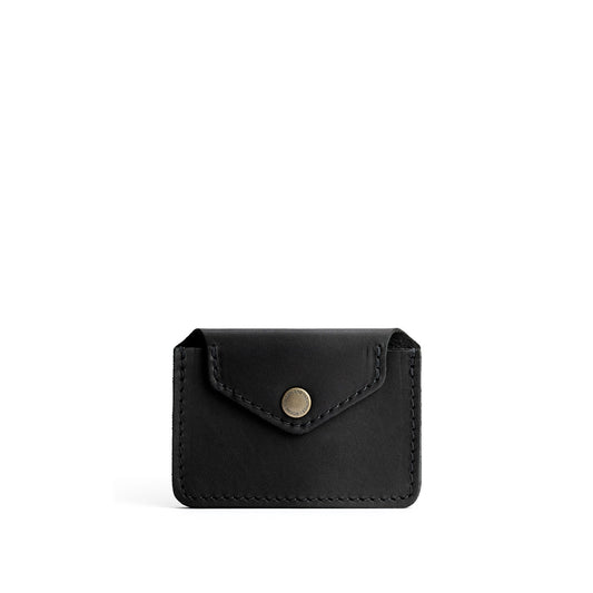 Black | Small leather wallet with snap closure