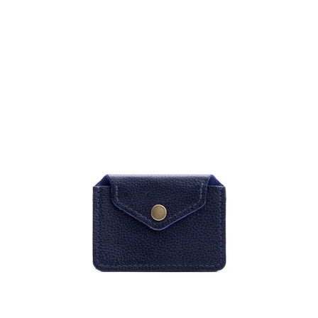 Cobalt | Small leather wallet with snap closure