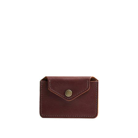Cognac | Small leather wallet with snap closure