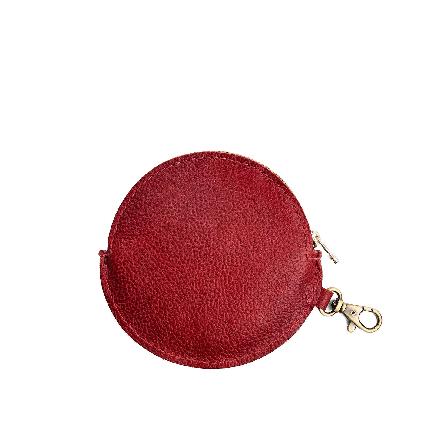 Chili Red | Leather round keychain pouch