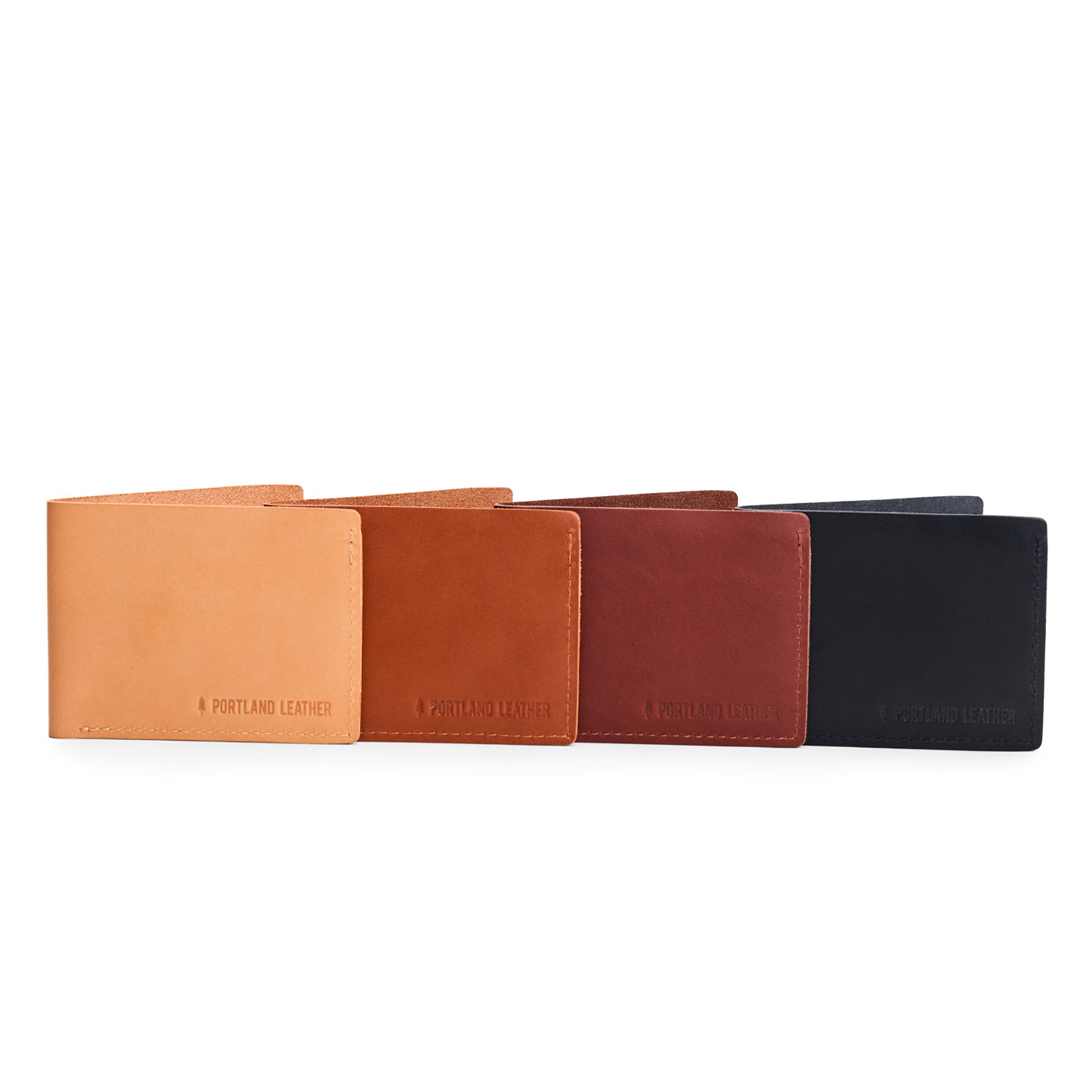 All Variants | Collection image of leather bifold wallets with six geometric card slots
