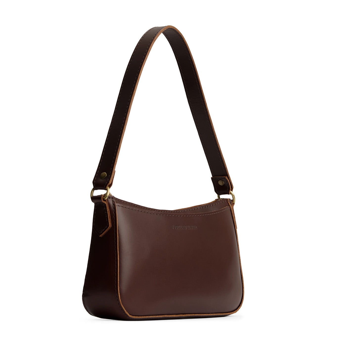 Chocolate Brown | Petite bean shaped shoulder bag with a zipper closure
