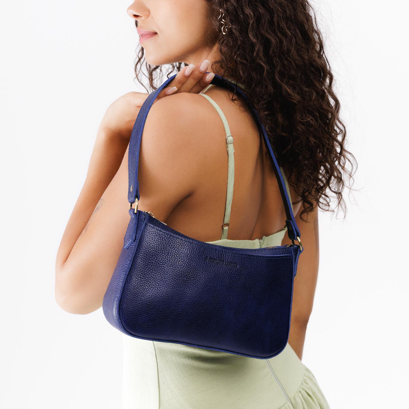 Cobalt | Petite bean shaped shoulder bag with a zipper closure
