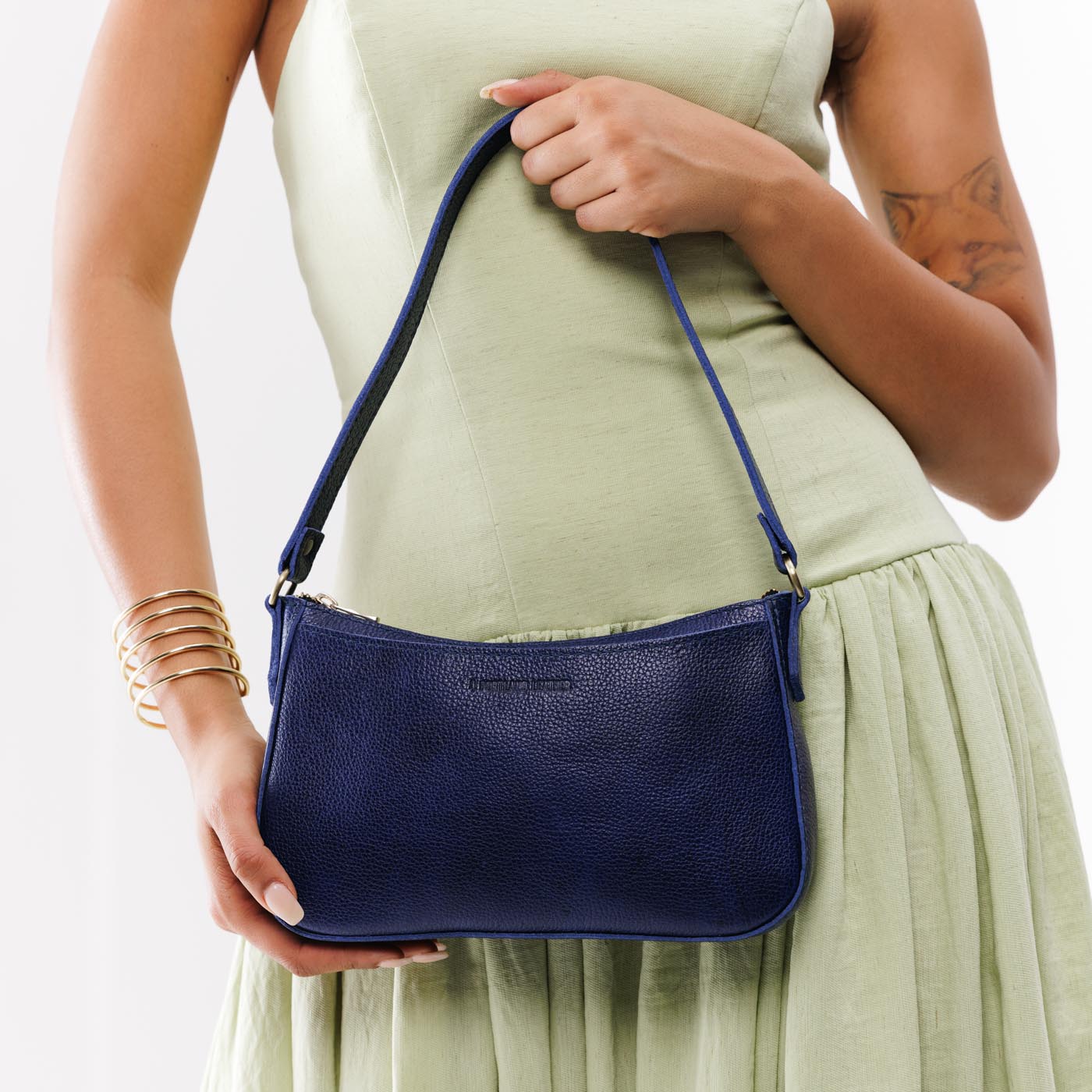 Cobalt | Petite bean shaped shoulder bag with a zipper closure