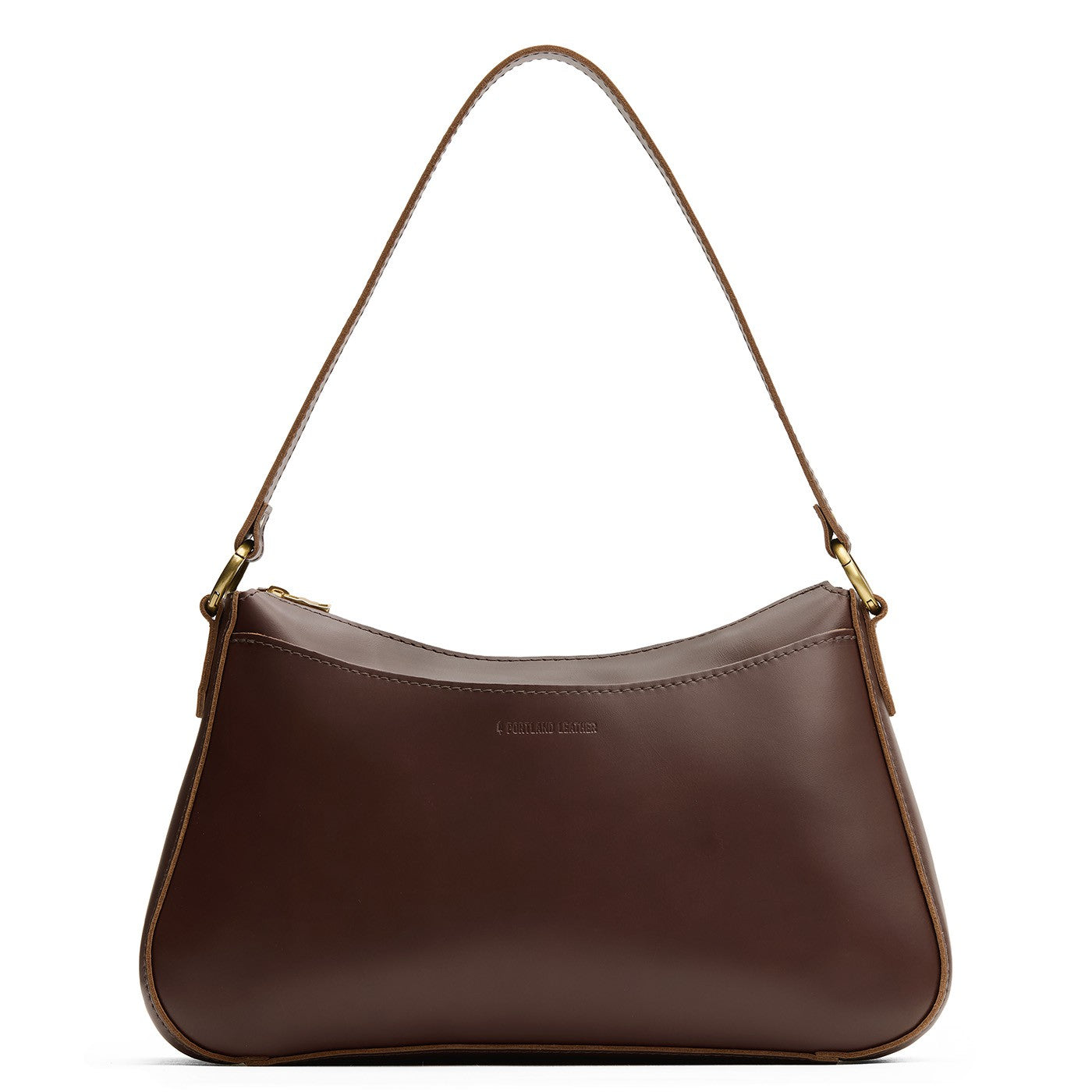 Chocolate Brown*Large | Petite bean shaped shoulder bag with a zipper 
