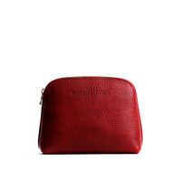 Chili Red*Classic | Compact leather pouch with top zipper