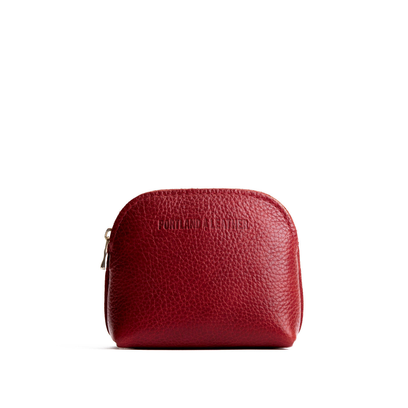 Chili Red*Mini | Compact leather pouch with top zipper