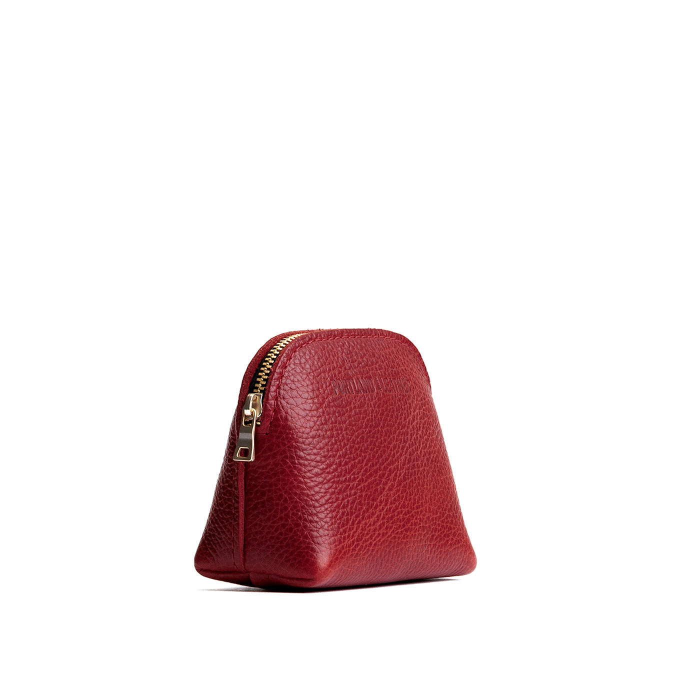 Chili Red*Mini | Compact leather pouch with top zipper