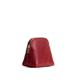 Chili Red Mini | Compact leather pouch with top zipper
