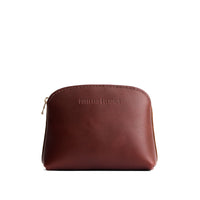 Cognac*Classic | Compact leather pouch with top zipper