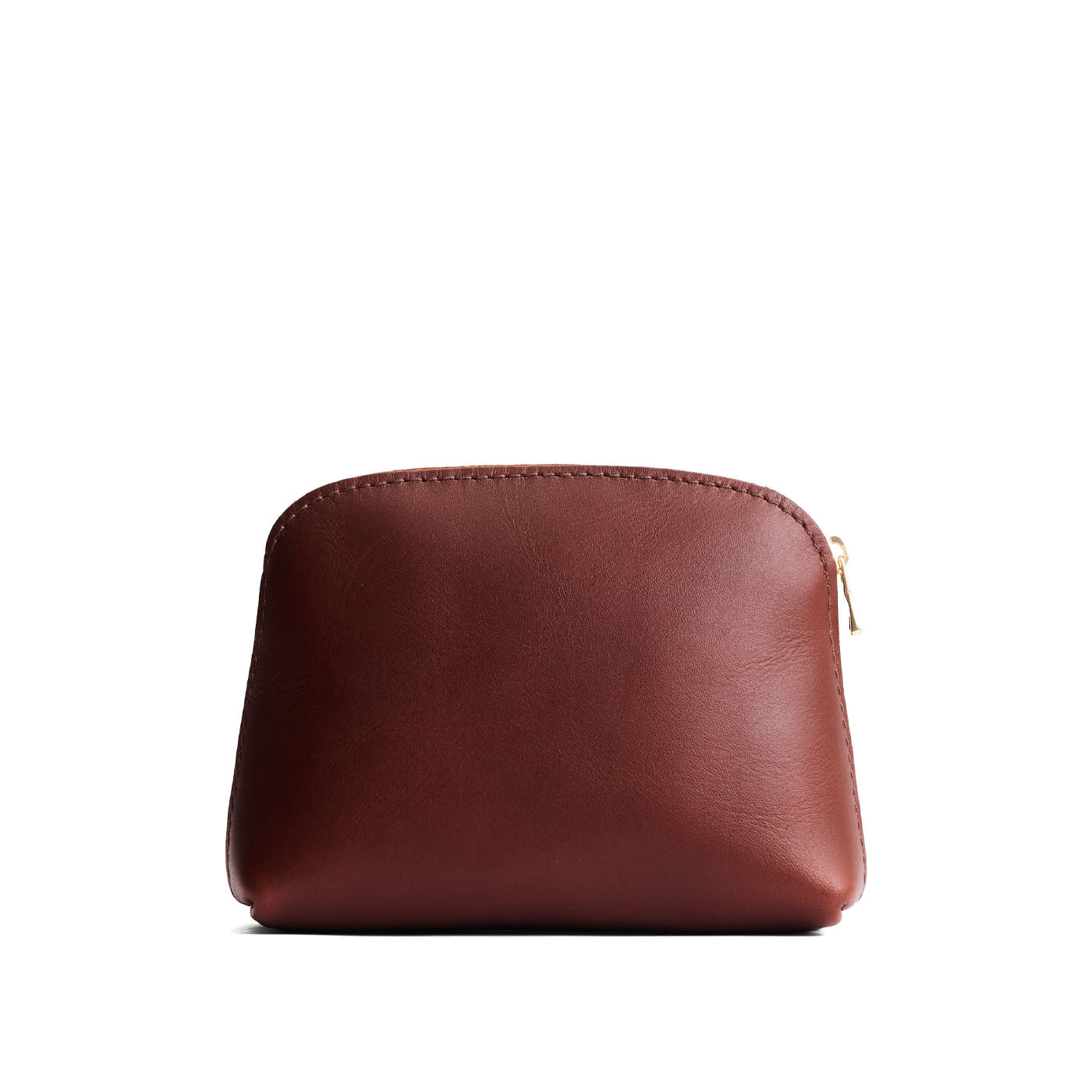 Cognac*Classic | Compact leather pouch with top zipper