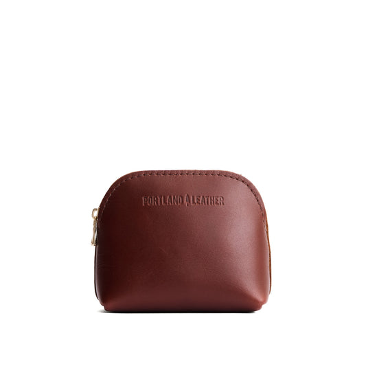 Cognac*Mini | Compact leather pouch with top zipper