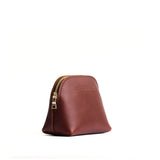 Cognac Mini | Compact leather pouch with top zipper