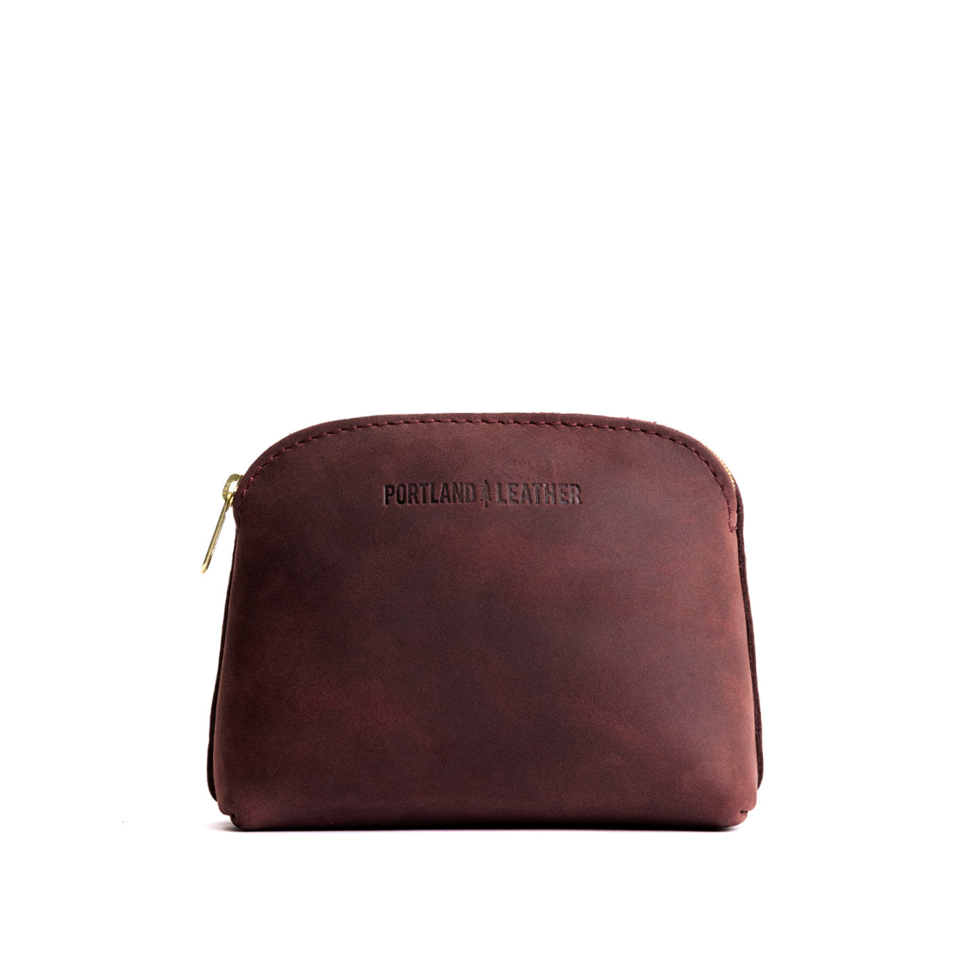 Merlot*Classic | Compact leather pouch with top zipper