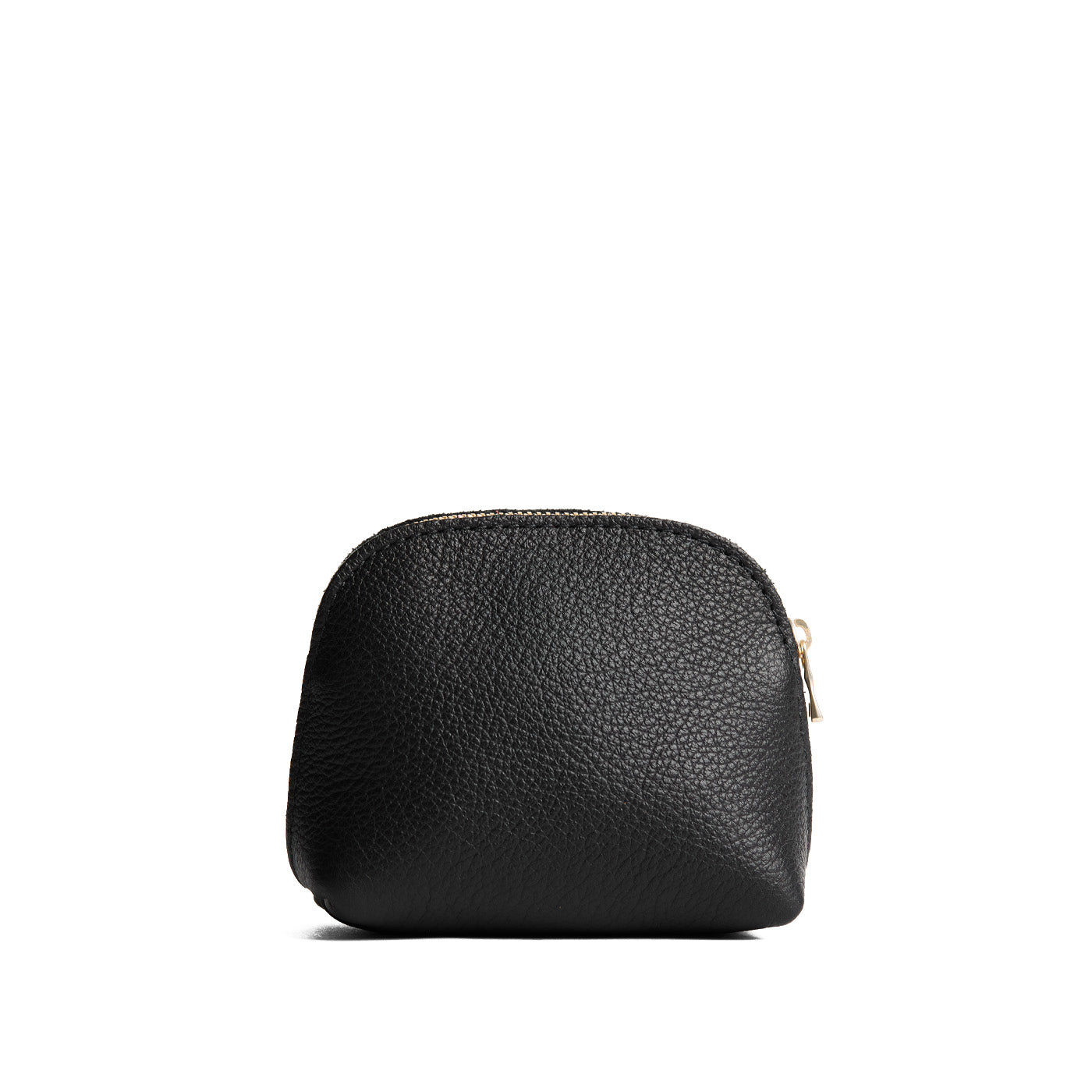 Pebbled--black*Mini | Compact leather pouch with top zipper