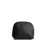 Pebbled--black Mini | Compact leather pouch with top zipper