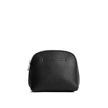 Pebbled--black*Mini | Compact leather pouch with top zipper