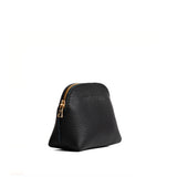 Pebbled--black Mini | Compact leather pouch with top zipper