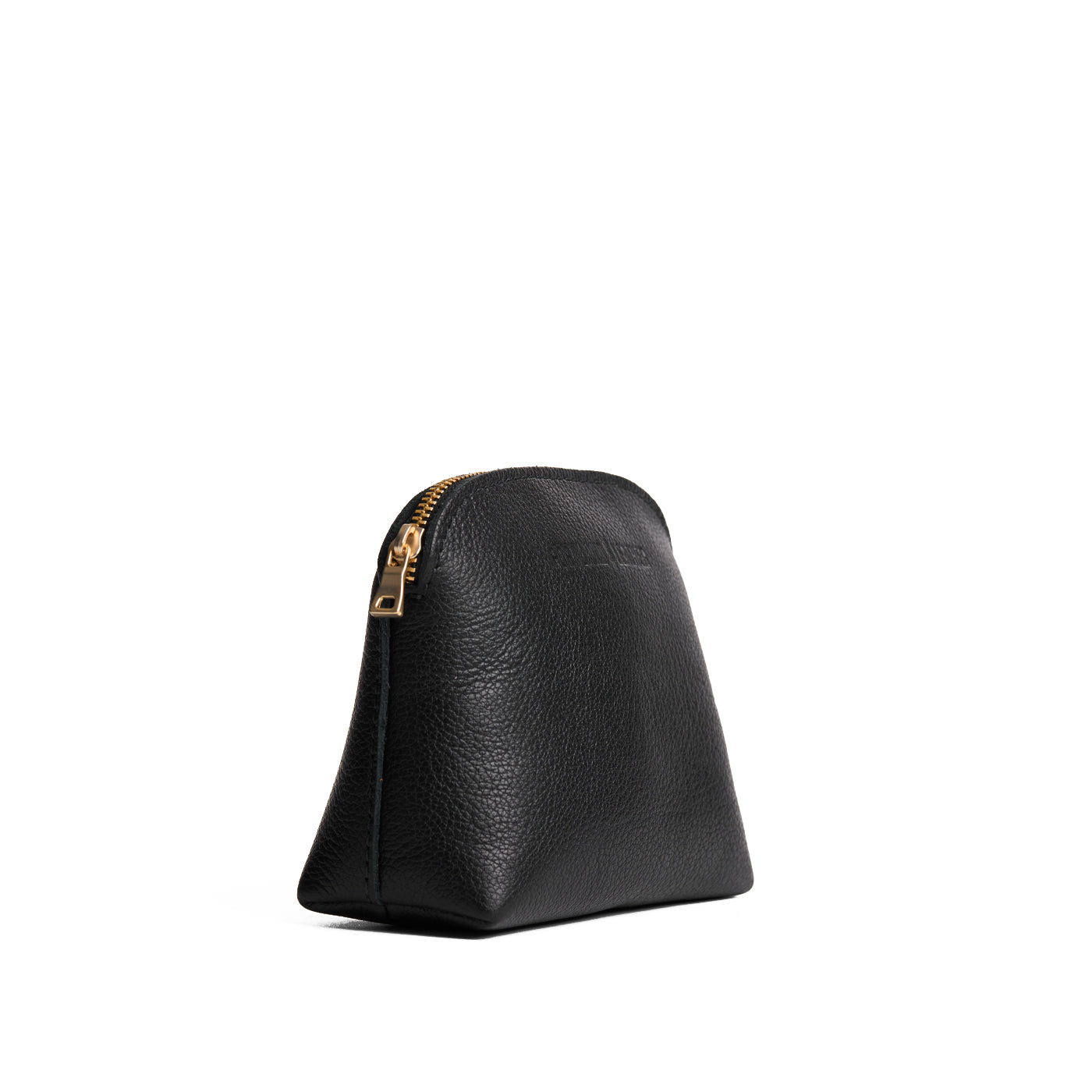 Pebbled--black*Classic | Compact leather pouch with top zipper
