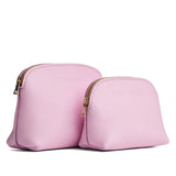 Pinkaboo | Comparison view of compact leather pouches with top zippers