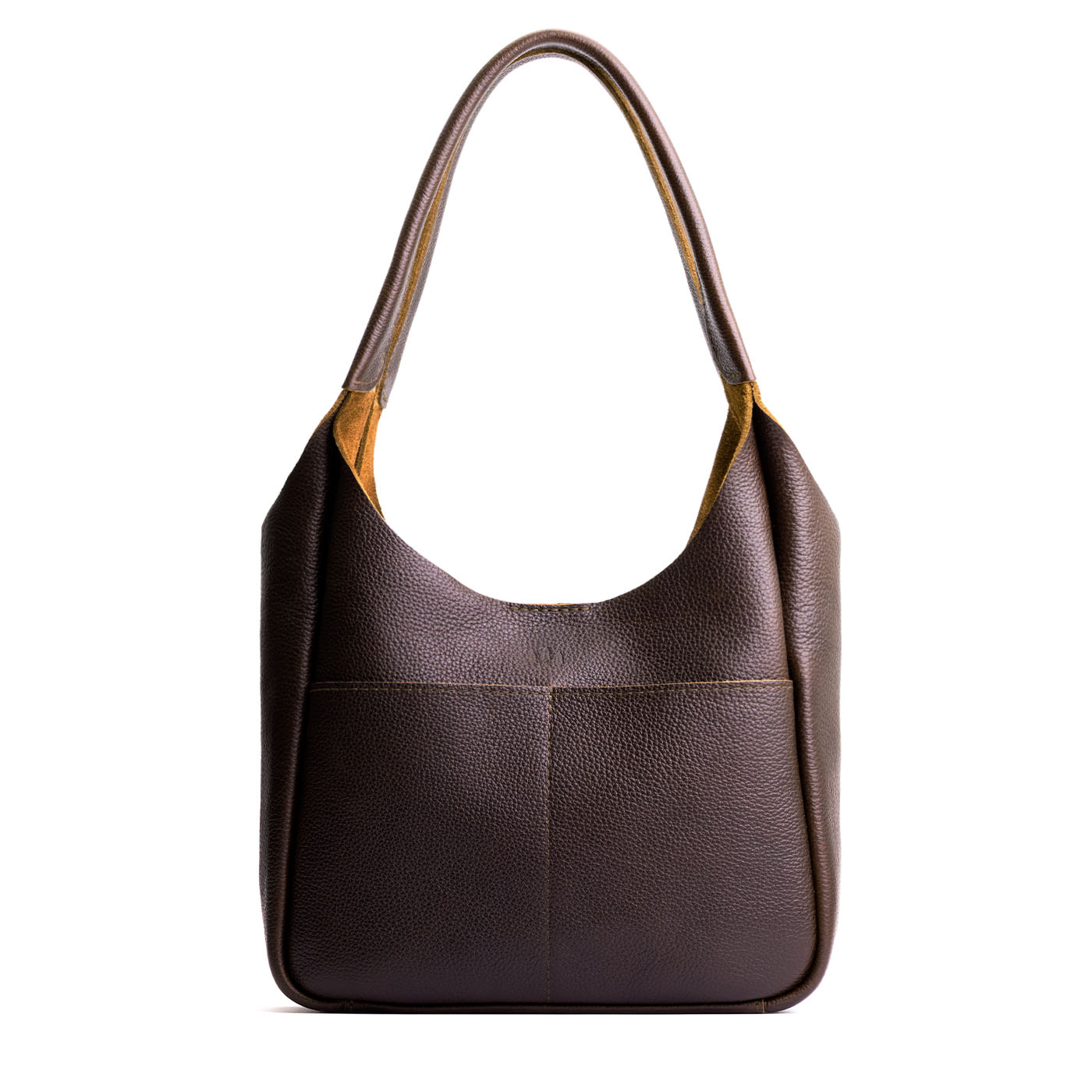 Coldbrew*Large | U-shaped, flat-bottomed leather shoulder bag with two outside pockets